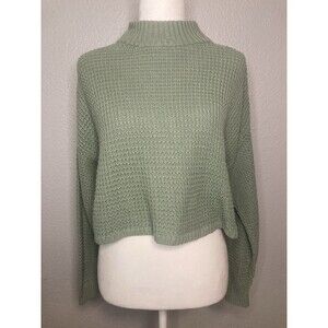Hollister Women’s Size Small Sweater Cropped Green Waffle Knit